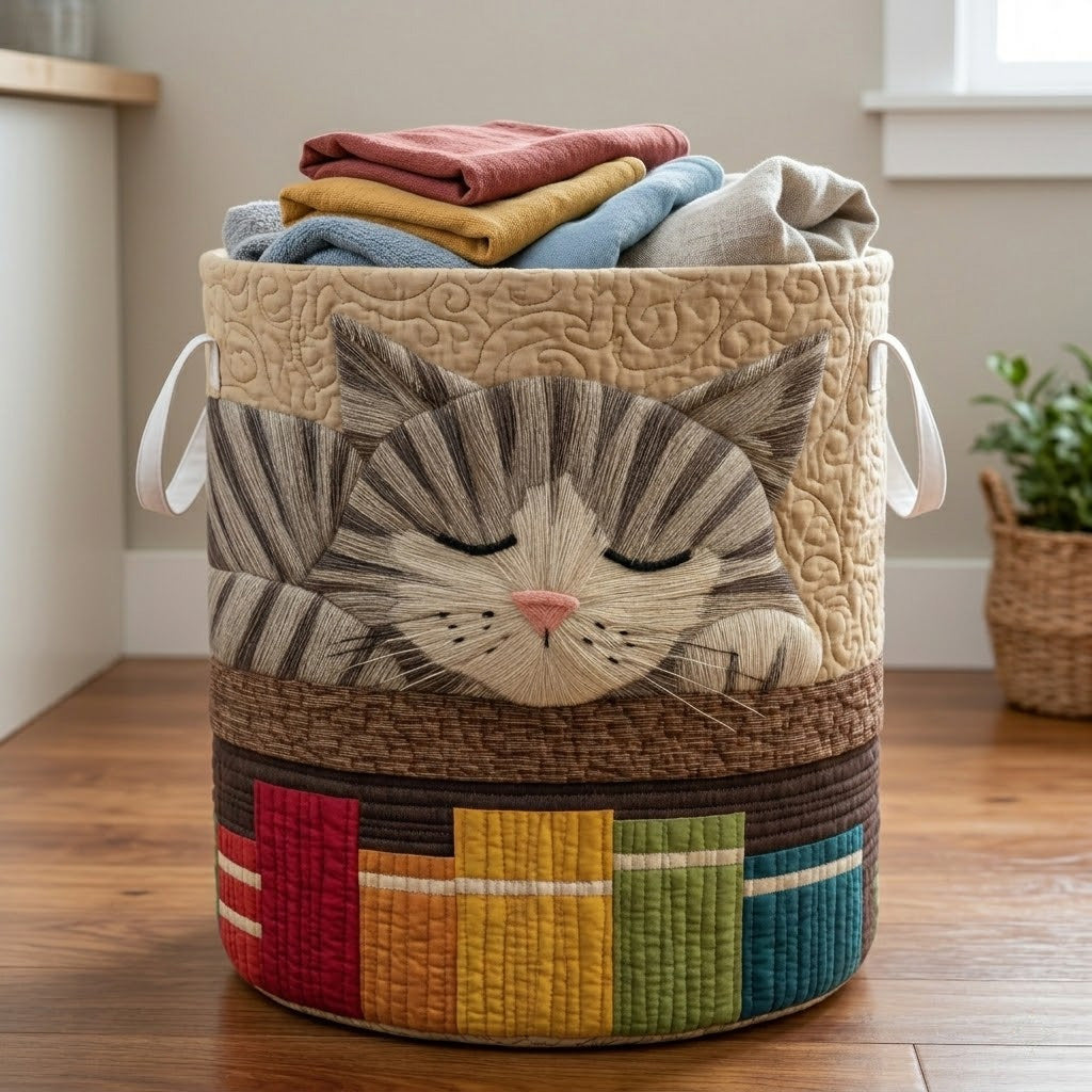 Dreamy Tabby Quilted Laundry Basket NCU0PVL820