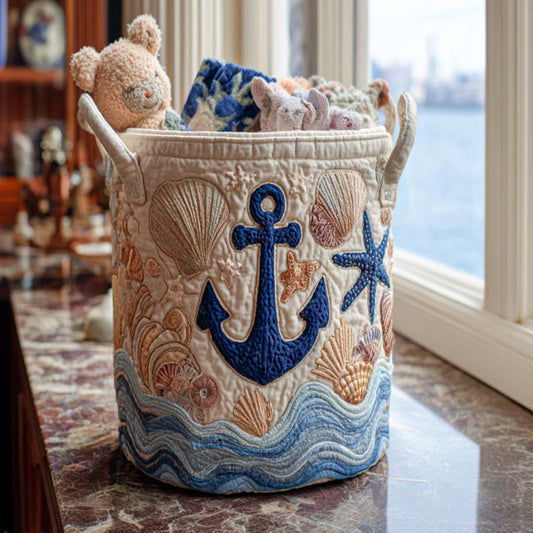 Driftwood Shoreline View Quilted Laundry Basket NCU0NNT1267