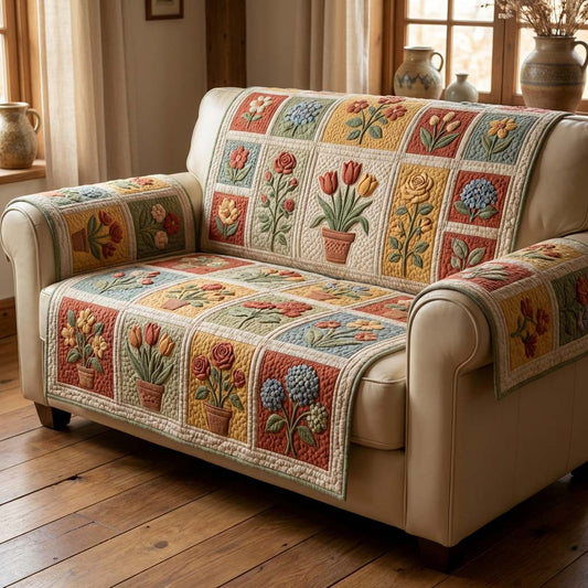 Dusk Flower Quilted Sofa Cover NCU0HNH906