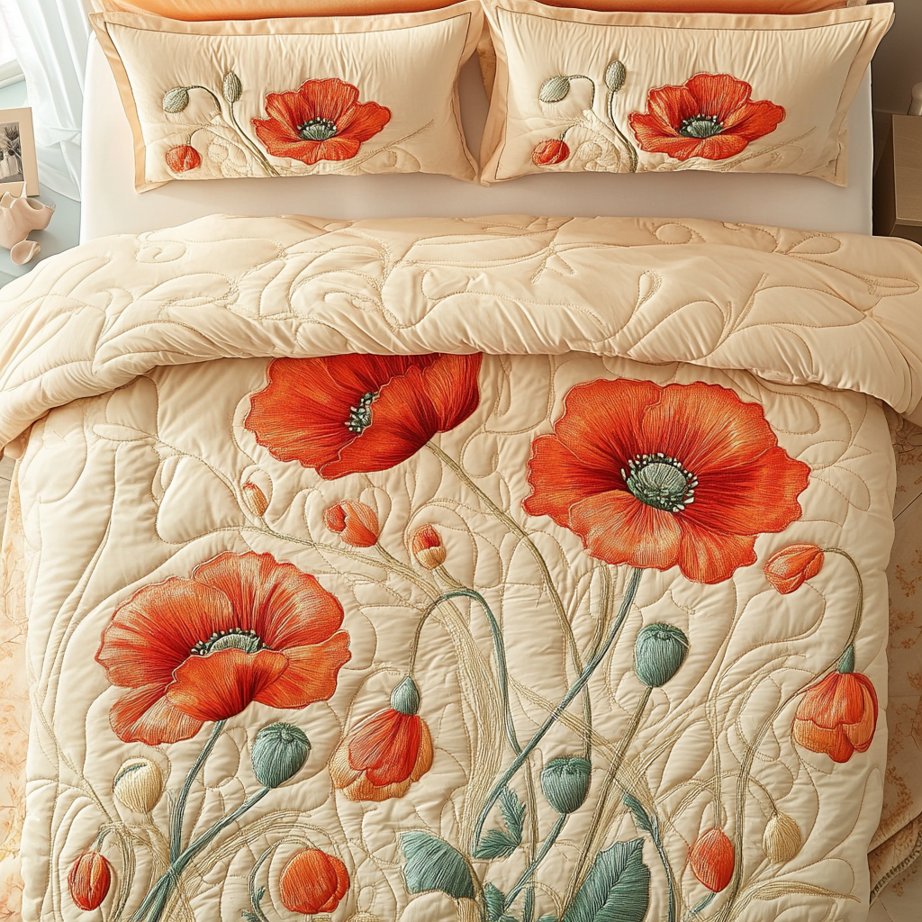 Dusk Petals 3-Piece Quilted Bedding Set NCU0NVH576