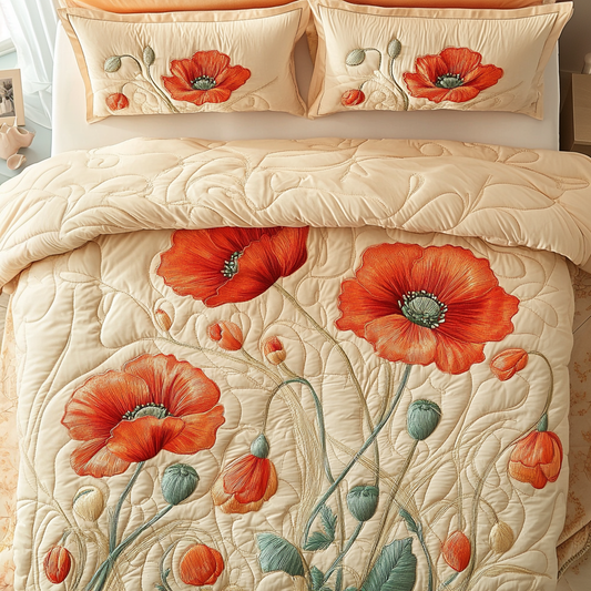 Dusk Petals 3-Piece Quilted Bedding Set NCU0NVH576
