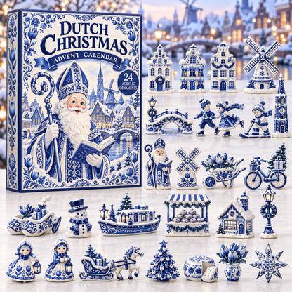 CHRISTMAS KICKOFF 40% OFF - Dutch Christmas Village Advent Calendar 2026 - 24-Day Festive Countdown, Acrylic Charms Blind Box - Gift For Family and Friends AC0TD092