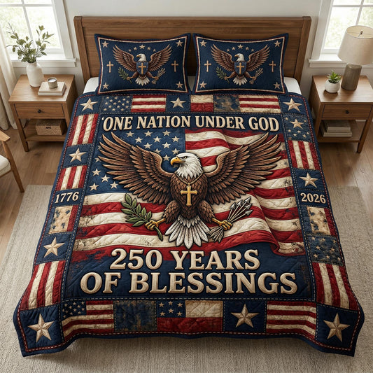 Eagle Pride 3-Piece Quilted Bedding Set NCU0NTD1822