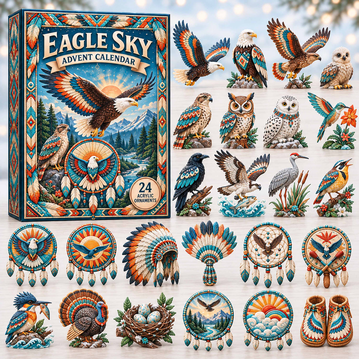 CHRISTMAS KICKOFF 40% OFF - Eagle Sky Advent Calendar 2026 - 24-Day Festive Countdown, Acrylic Charms Blind Box - Gift For Family and Friends AC0TD013