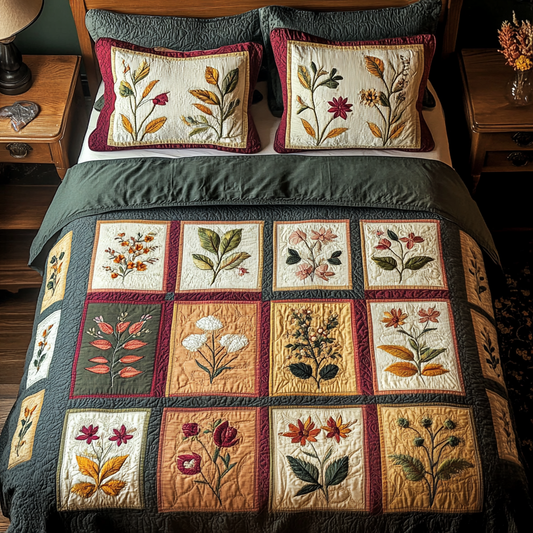Earth Bloom 3-Piece Quilted Bedding Set NCU0DDK474