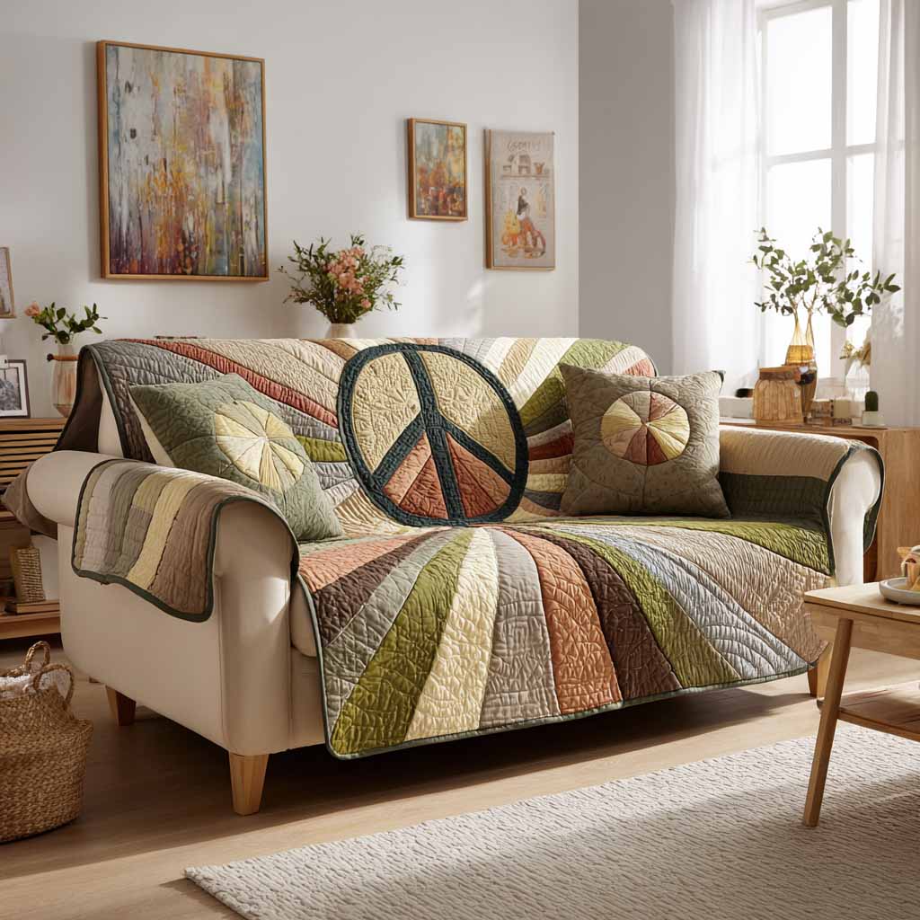 Earth Peace Quilted Sofa Cover NCU0NXD1507
