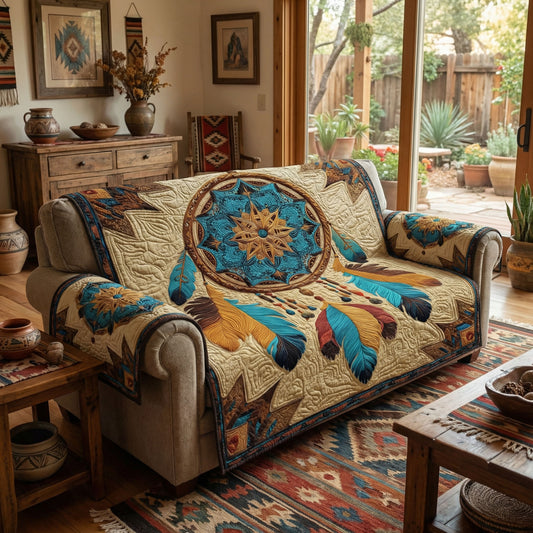 Earthtone Mandala Quilted Sofa Cover NCU0PTT3002