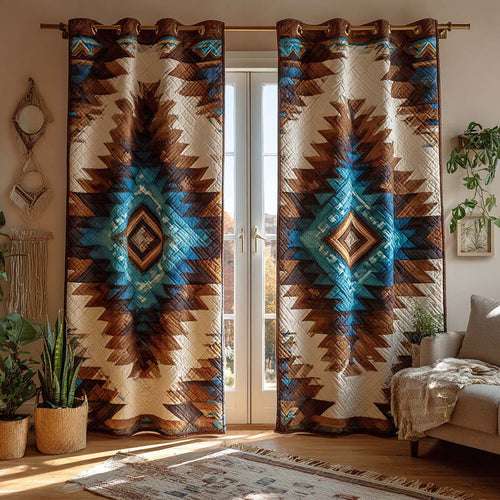 Earthtone Tribal Emblem Quilted Curtains NCU0NXD1156