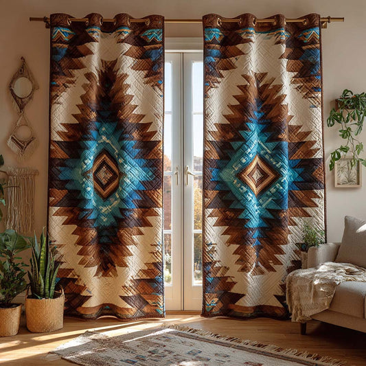 Earthtone Tribal Emblem Quilted Curtains NCU0NXD1156