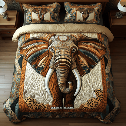 Earthy Elephant Bliss 3-Piece Quilted Bedding Set NCU0TH2601