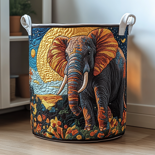 Earthy Elephant Quilted Laundry Basket NCU0DDK622