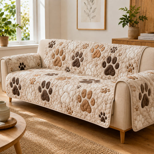 Earthy Mocha Tracks Quilted Sofa Cover NCU0PVL1025