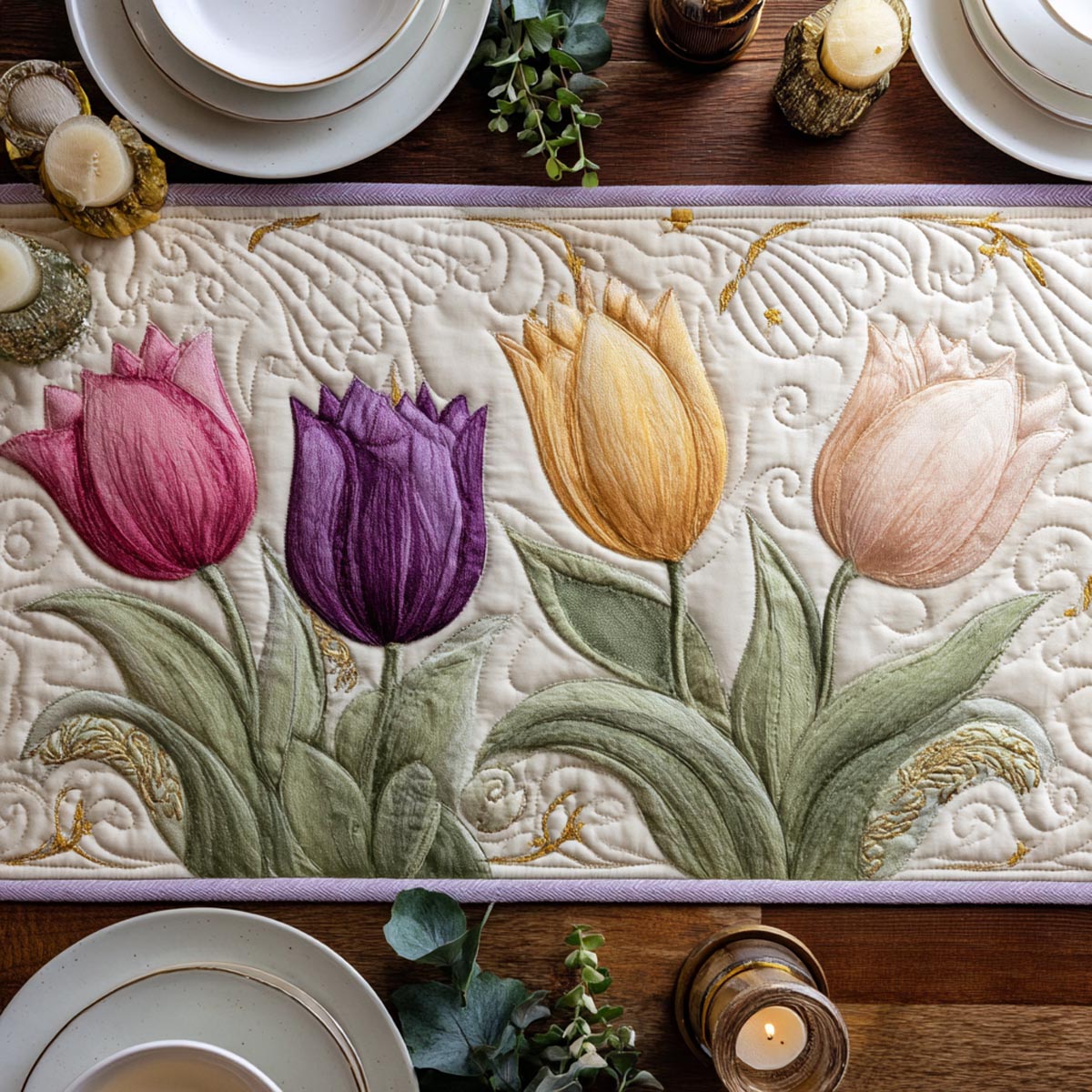 Easter Bloom Quilted Table Runner NCU0DV2007