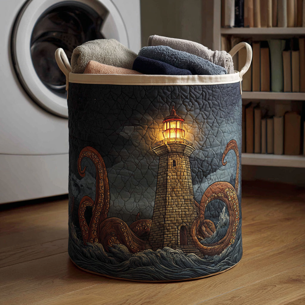 Eerie Lighthouse Quilted Laundry Basket NCU0HNH231