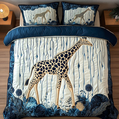 Elegant Blue Giraffe 3-Piece Quilted Bedding Set NCU0NNT295