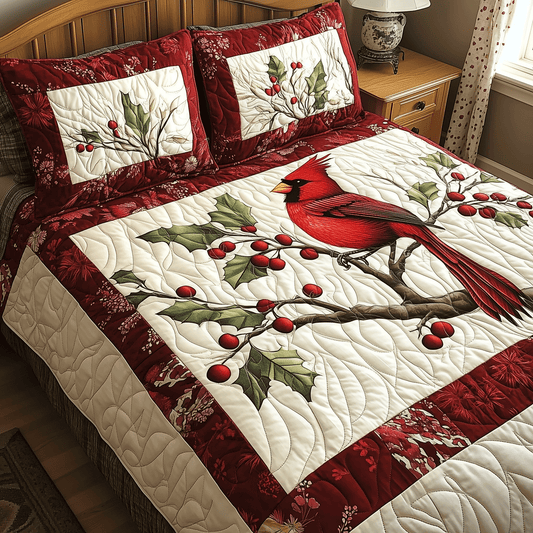 Elegant Cardinal 3-Piece Quilted Bedding Set NCU0TH2082