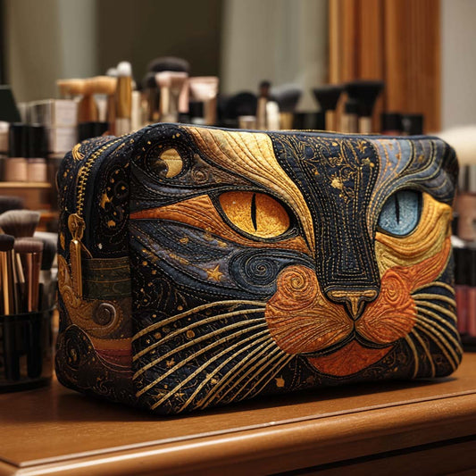 Elegant Feline Quilted Makeup Bag NCU0NNT2077