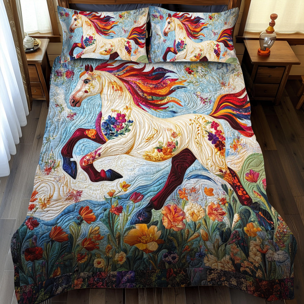 Elegant Horse Running 3-Piece Quilted Bedding Set NCU0PD573