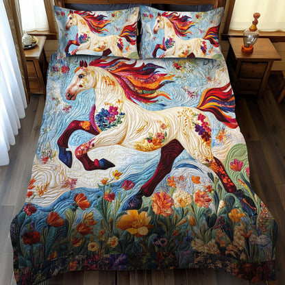 Elegant Horse Running 3-Piece Quilted Bedding Set NCU0PD573