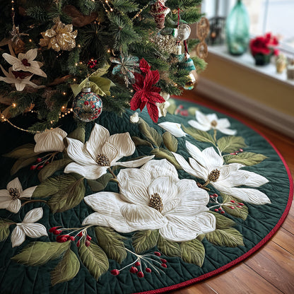 Elegant Magnolia Christmas Quilted Tree Skirt NCU0DV1388