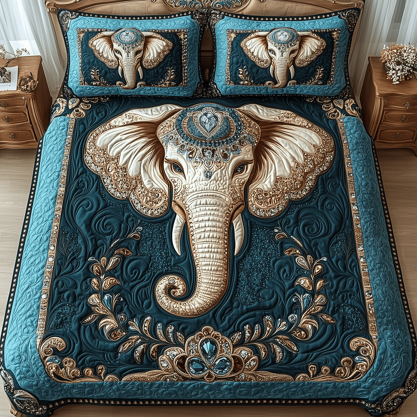 Elephant King Haven 3-Piece Quilted Bedding Set NCU0TH2251