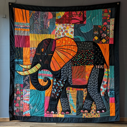 Elephant Rainbow Harmony Quilted Blanket NCU0TH734