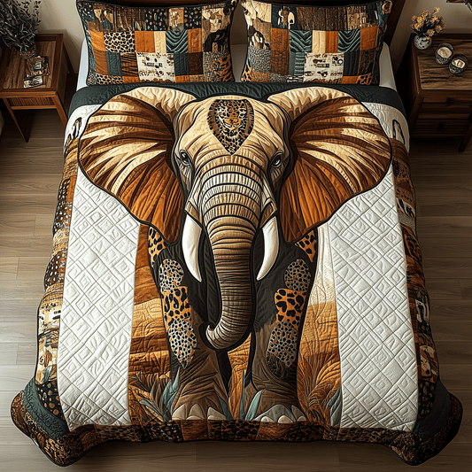 Elephant Serenade 3-Piece Quilted Bedding Set NCU0TH2605