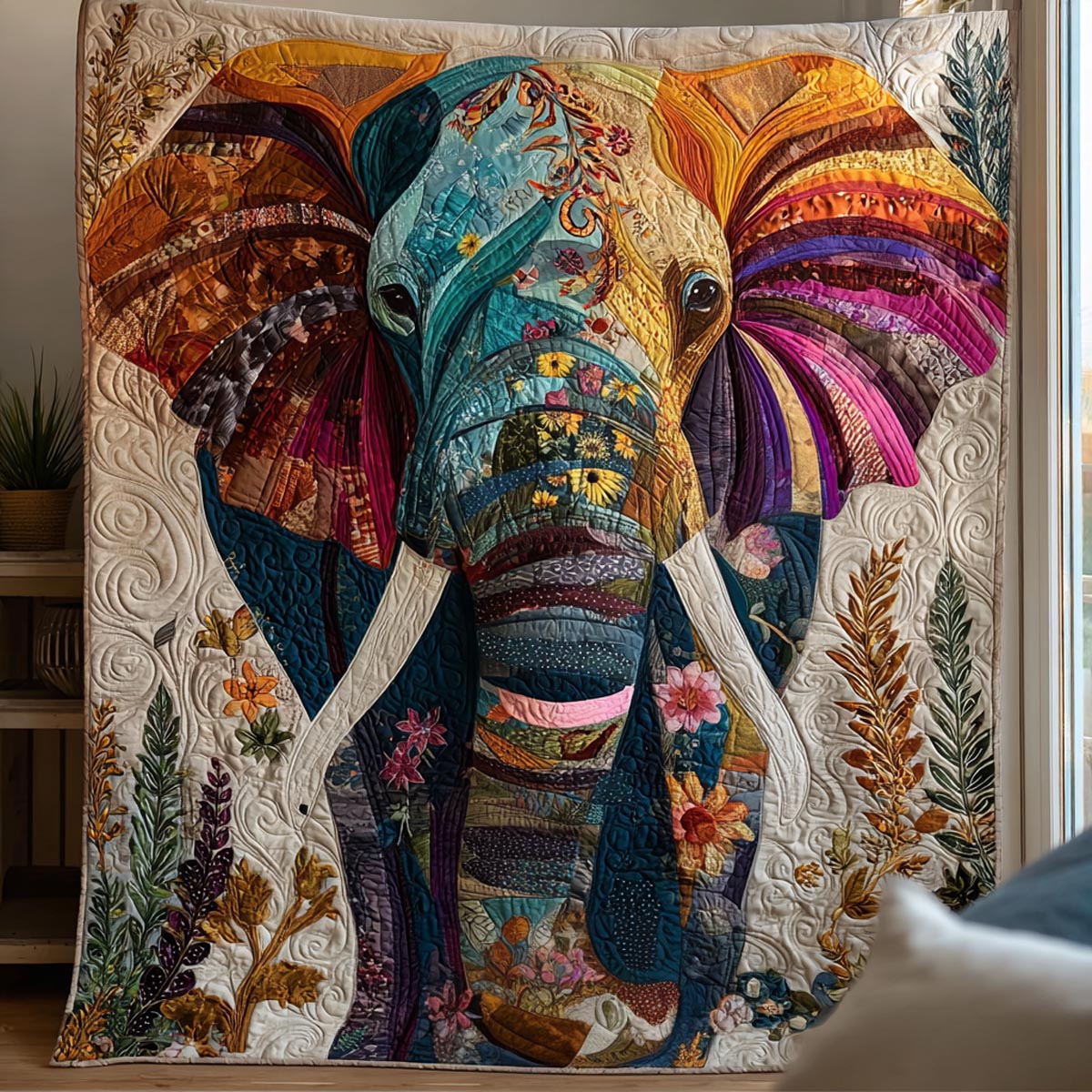 Elephant Blessing Quilted Blanket NCU0DV1738