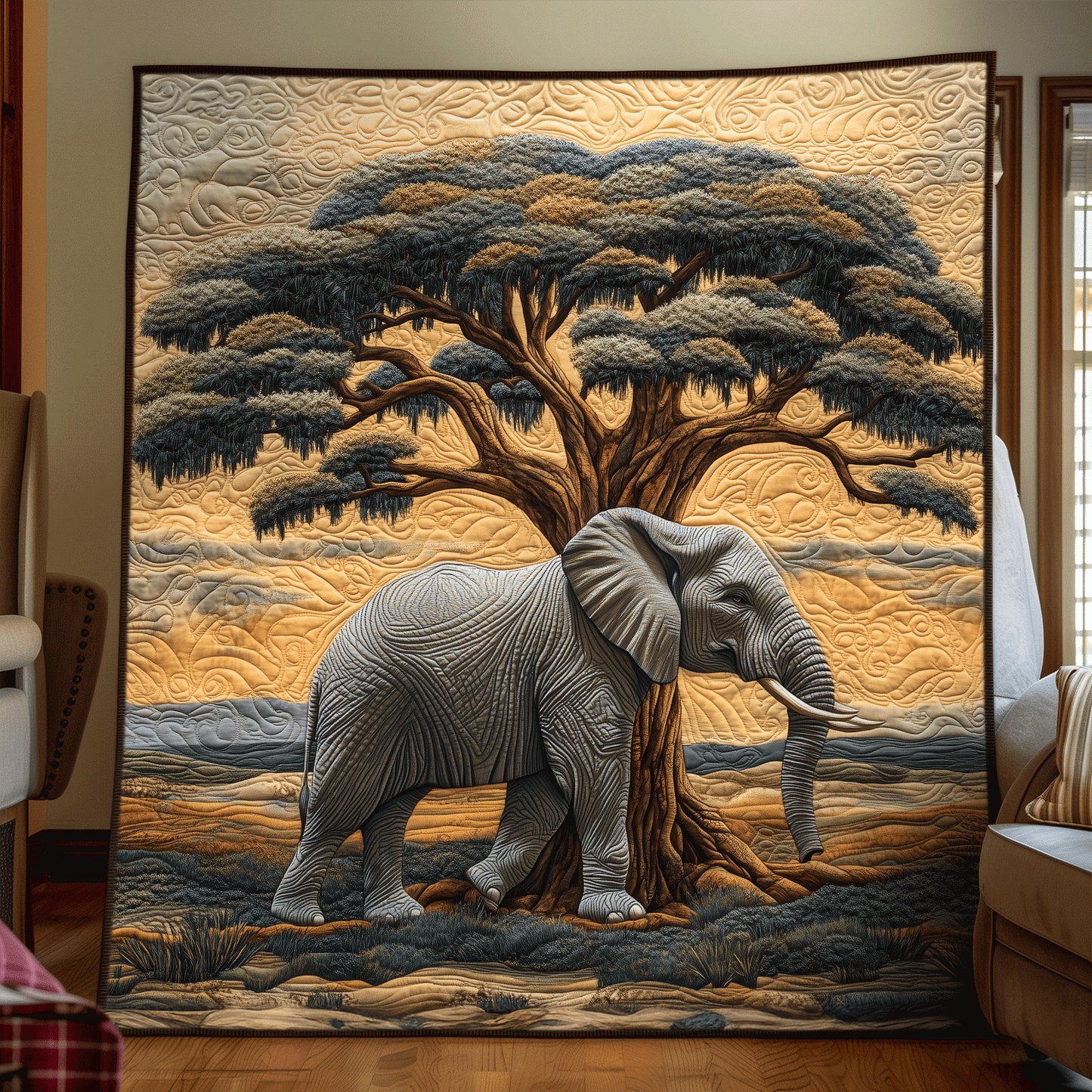 Elephant Dawn Quilted Blanket NCU0DV1107