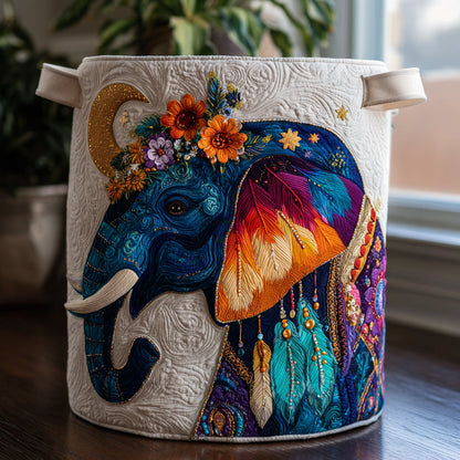 Elephant Dreams Quilted Laundry Basket NCU0DV1691