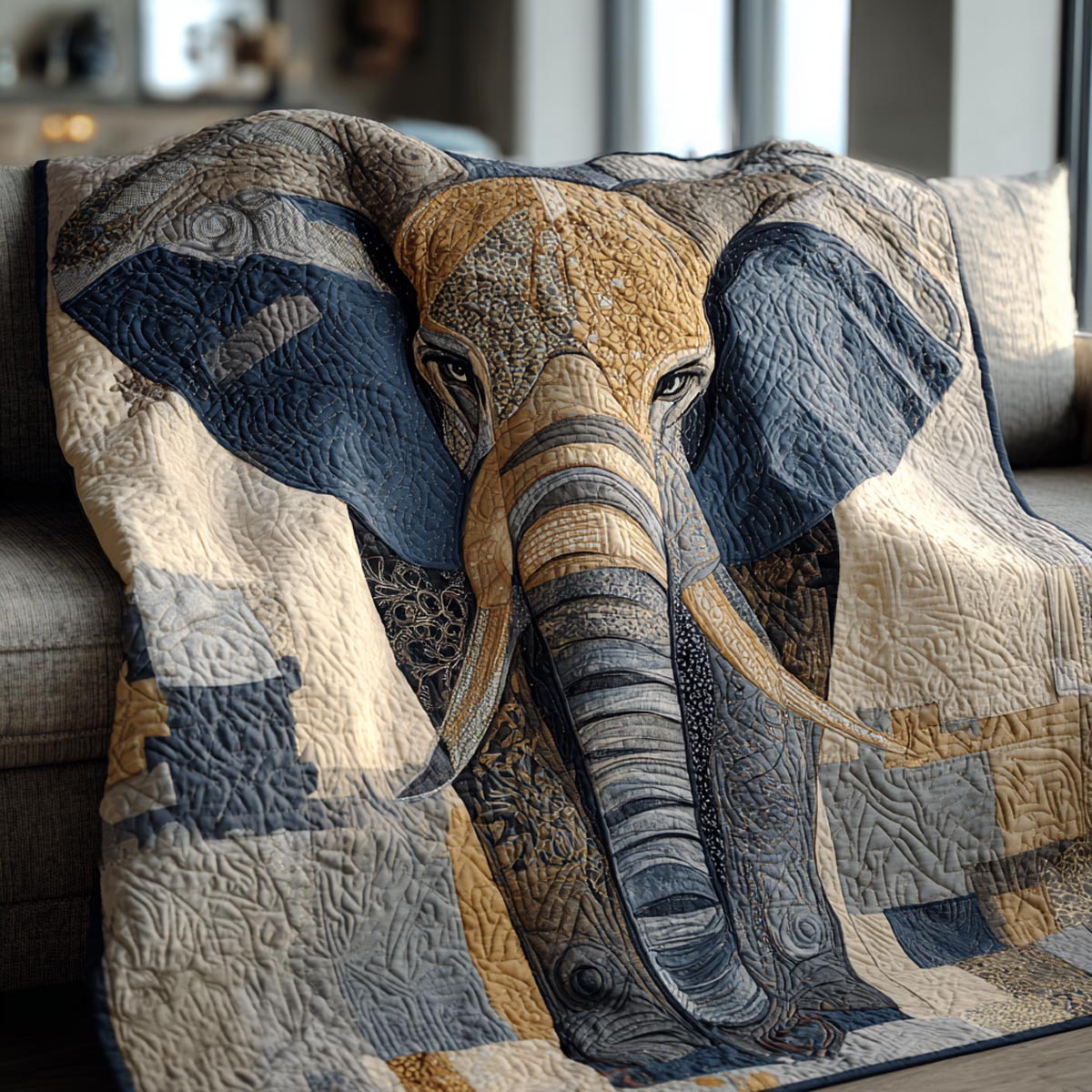 Elephant Harmony Quilted Blanket NCU0DV1734