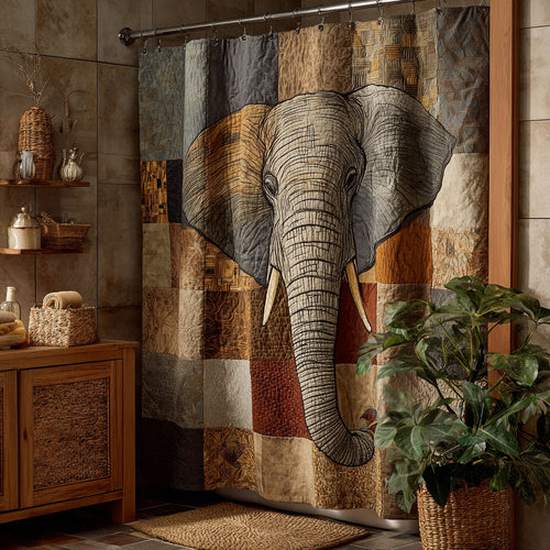 Elephant Patchwork Shower Curtain NCU0DDK2473
