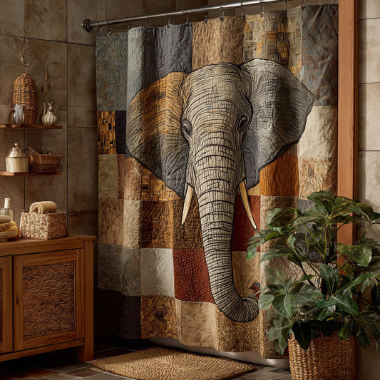 Elephant Patchwork Shower Curtain NCU0DDK2473