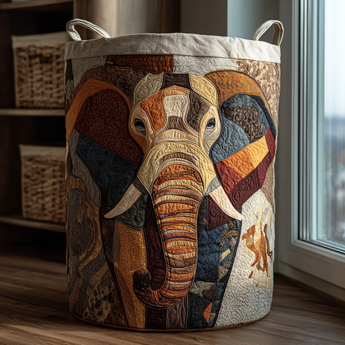 Elephant Spirit Quilted Laundry Basket NCU0DDK1184