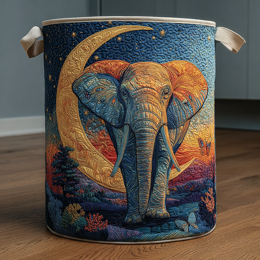 Elephant Whisper Quilted Laundry Basket NCU0DDK1183