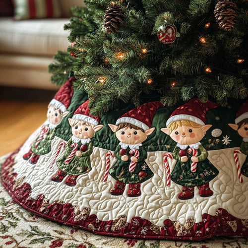 Elf Workshop Wonders Quilted Christmas Tree Skirt NCU0PTT034