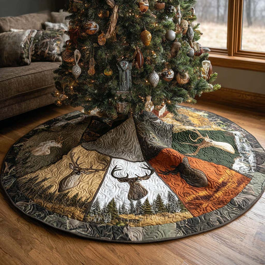 Elk Crossing Christmas Quilted Tree Skirt NCU0PTT1811