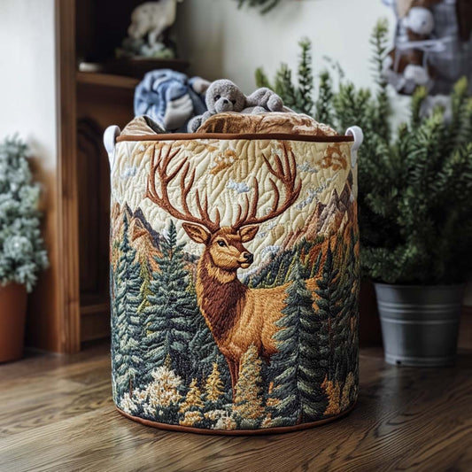 Elk Forest Mist Quilted Laundry Basket NCU0NNT1424