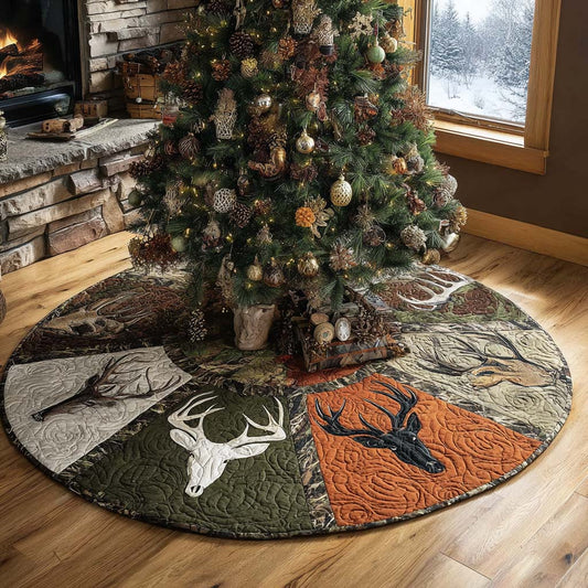 Elk Meadow Christmas Quilted Tree Skirt NCU0PTT1812