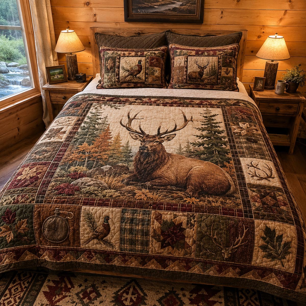 Elk Ridge 3-Piece Quilted Bedding Set NCU0DV2158
