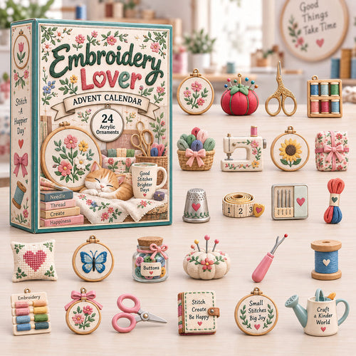CHRISTMAS KICKOFF 40% OFF - Embroidery Lover Advent Calendar 2026 - 24-Day Festive Countdown, Acrylic Charms Blind Box - Gift For Embroidery Lovers AC0HA277