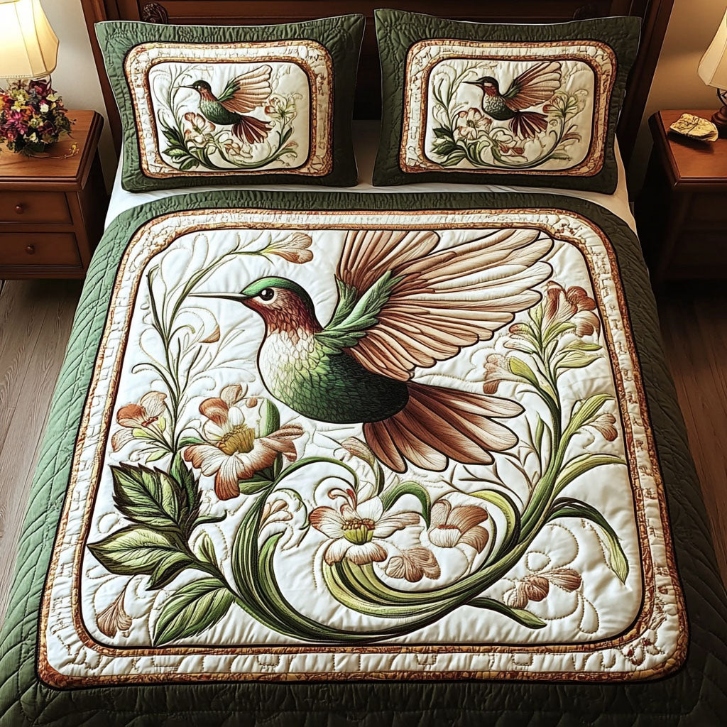 Emerald Flight 3-Piece Quilted Bedding Set NCU0NNT253