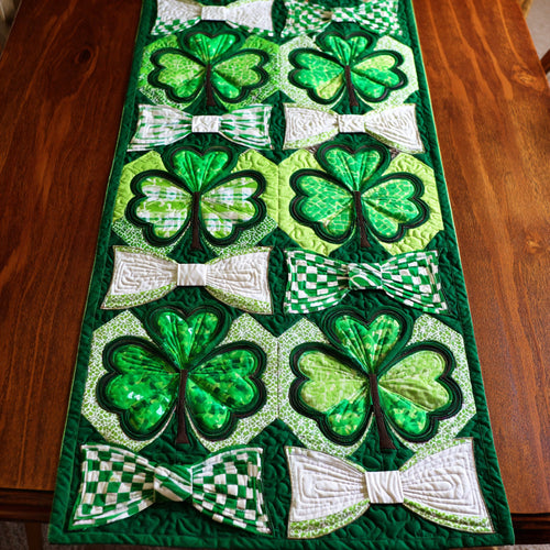 Emerald Clover Quilted Table Runner NCU0NTD1354