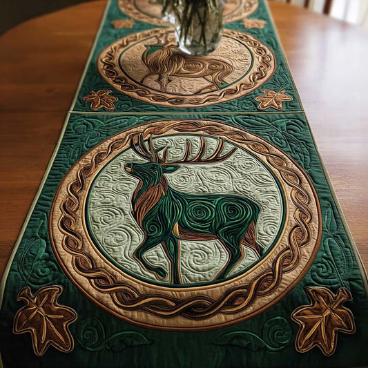Emerald Deer Quilted Table Runner NCU0NNT2279