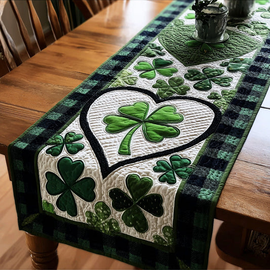 Emerald Heart Quilted Table Runner NCU0NTD1365