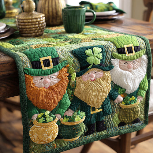 Emerald Leprechaun Quilted Table Runner NCU0NTD1347
