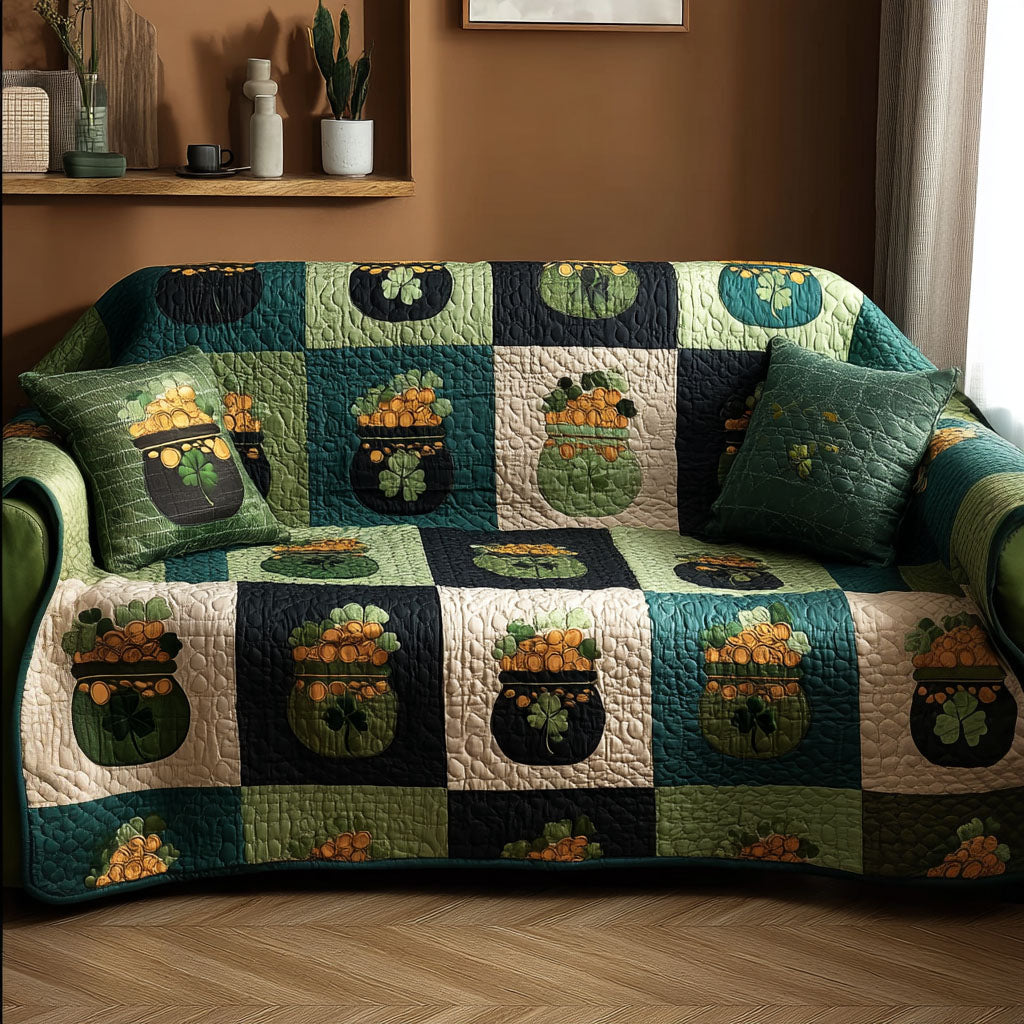 Emerald Luck Quilted Sofa Cover NCU0NTD1378