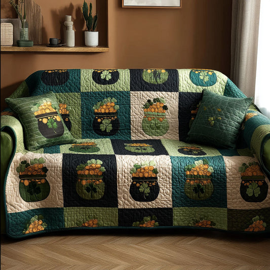 Emerald Luck Quilted Sofa Cover NCU0NTD1378