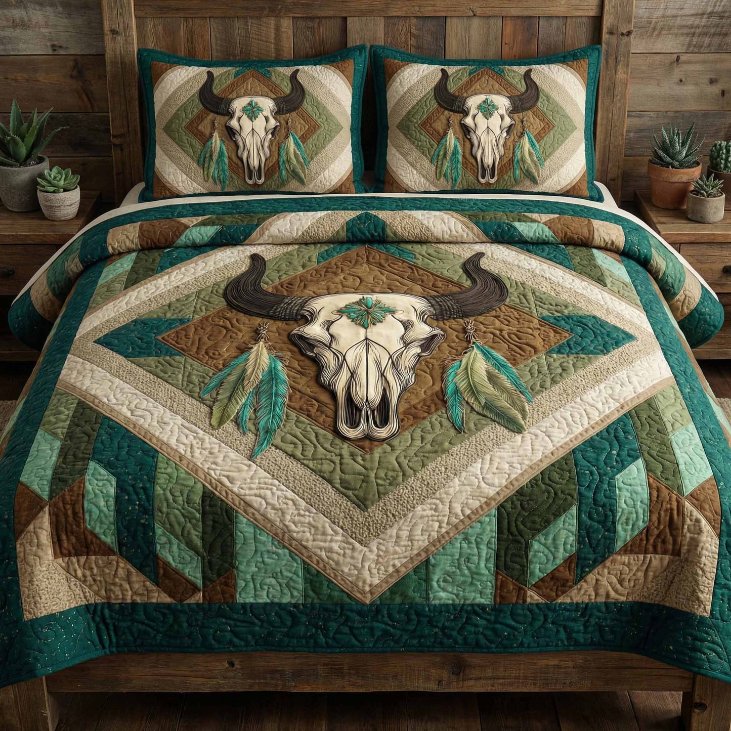 Emerald Range 3-Piece Quilted Bedding Set NCU0NXD1603