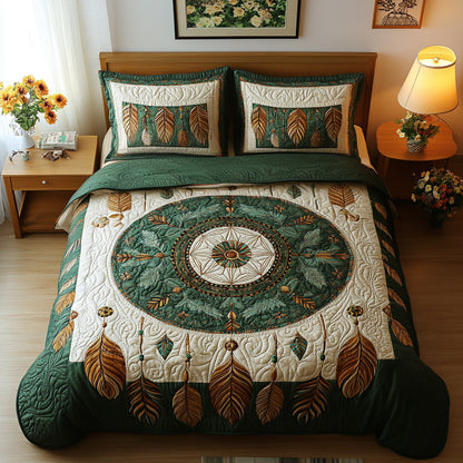 Emerald Sacred Wheel 3-Piece Quilted Bedding Set NCU0LDH866